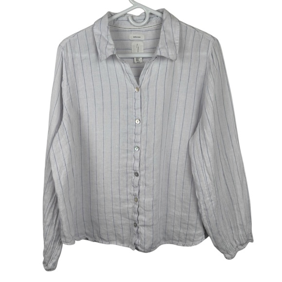 Joie 100% Linen Striped Button Down Top, Size XL - Picture 1 of 7